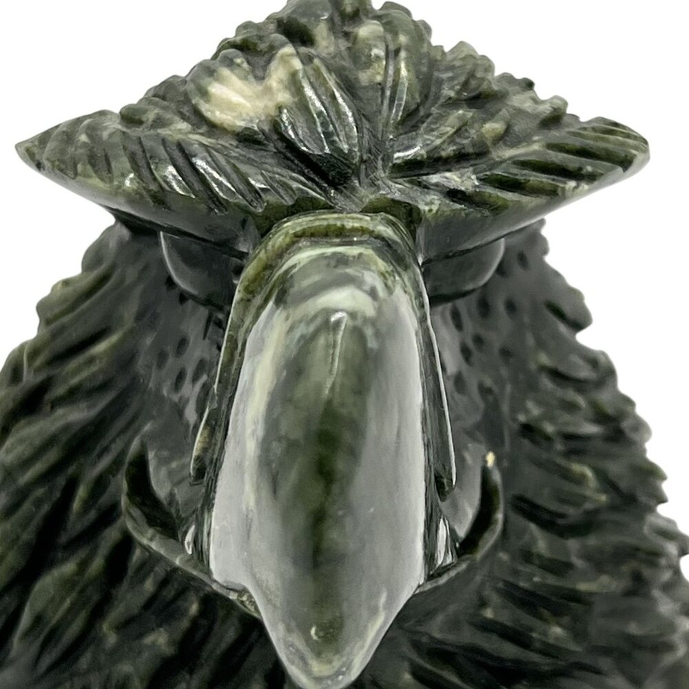 Jade Oriental Carved Green Forest Large Eagle Head 5.5 lb Sculpture Unique Gift